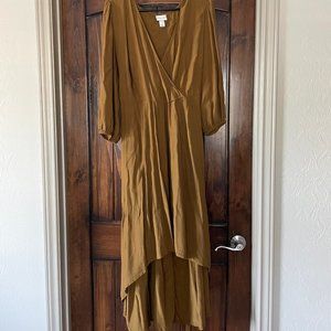 NWOT High low tie Olive green Dress AVA & VIV | Size 1X